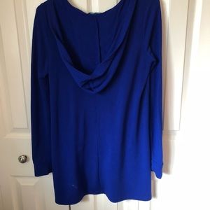 Blue Hooded Tunic Long Sleeve Shirt
